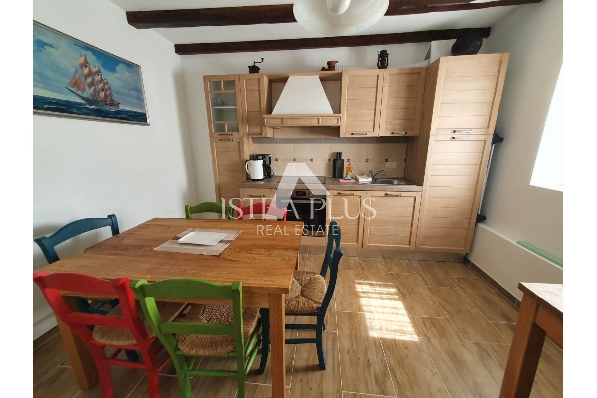 Kamnita hiša z bazenom + apartma, pogled na Motovun