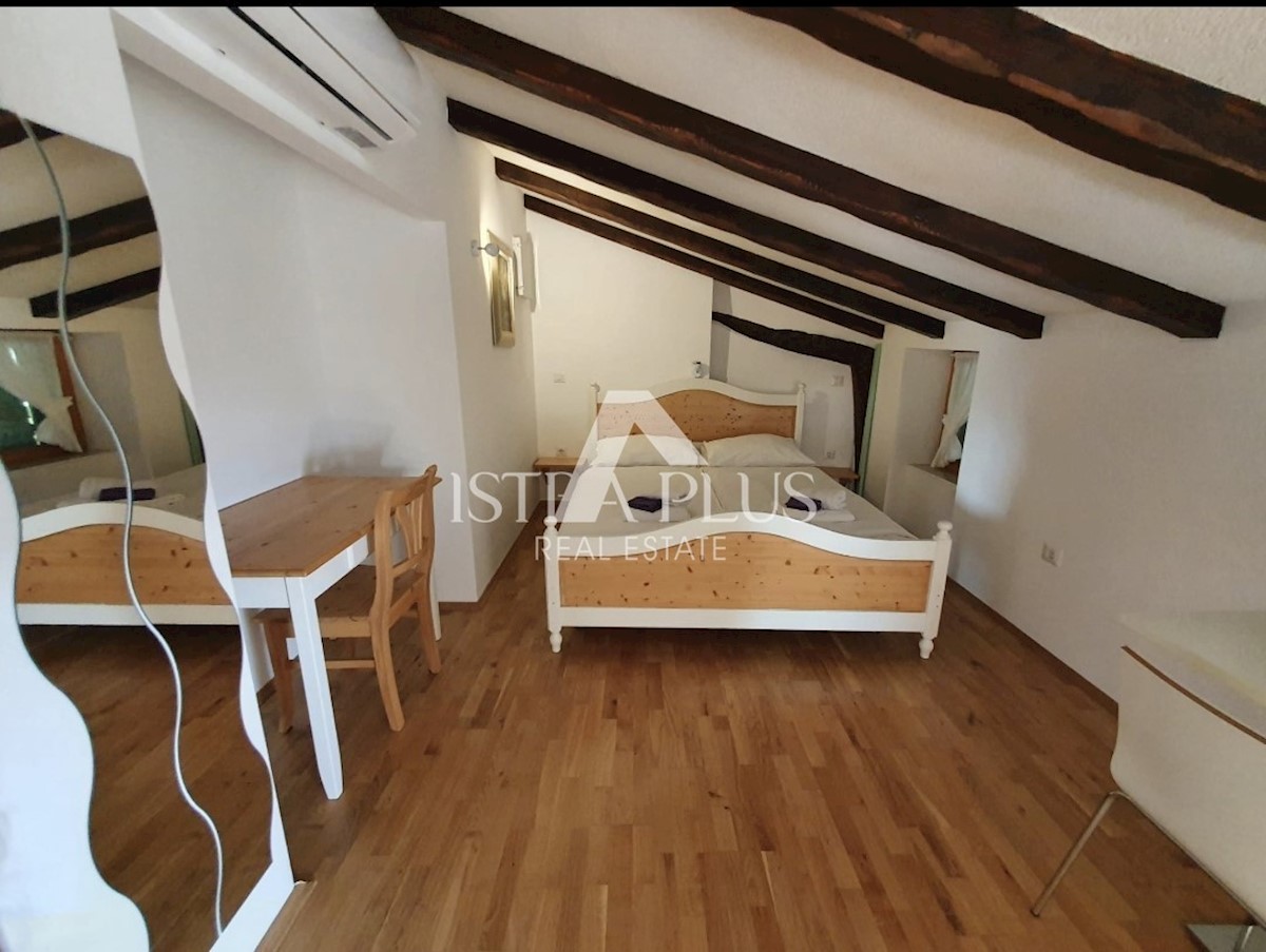 Kamnita hiša z bazenom + apartma, pogled na Motovun