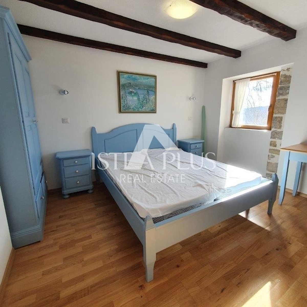 Kamnita hiša z bazenom + apartma, pogled na Motovun