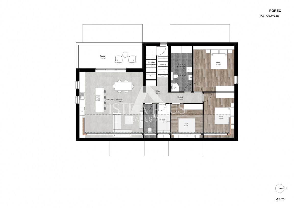 Penthouse v bližini Poreča s tremi spalnicami