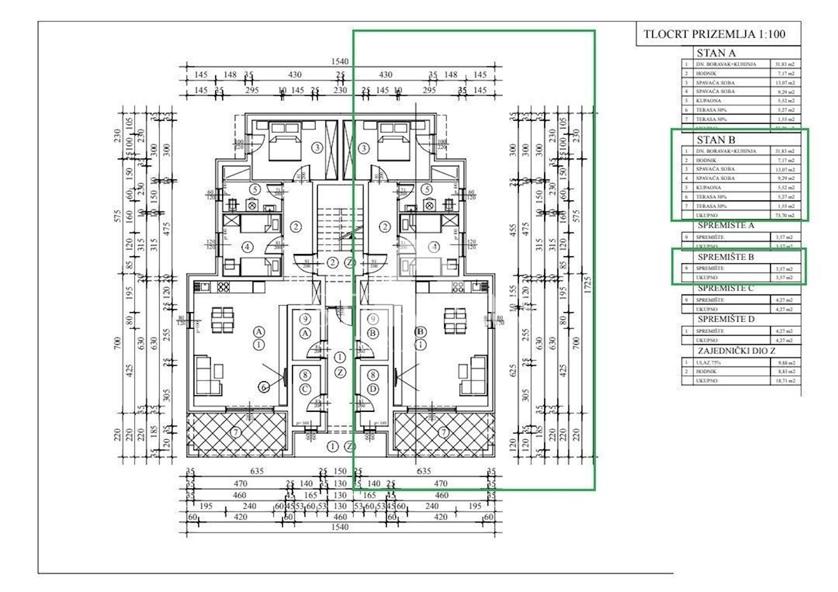 Tar-Vabriga, Novi apartmaji 2 km od morja, Apartma B pritličje z dvoriščem