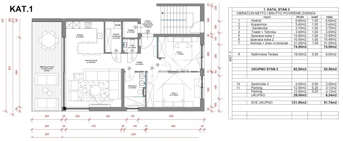 Apartma v 1. nadstropju z dvema spalnicama - Poreč