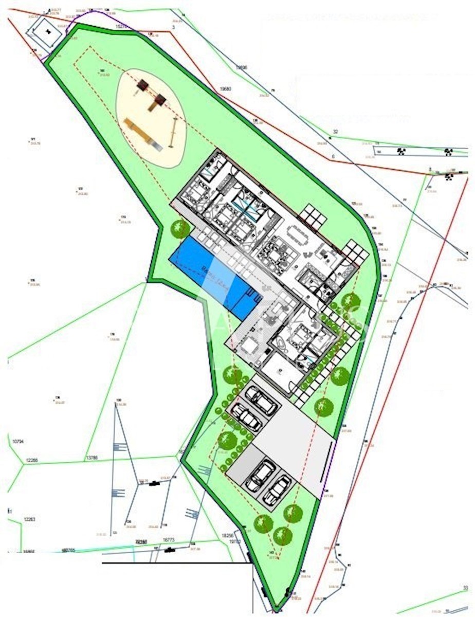 Gradbeno zemljišče z idejno zasnovo na koncu mesta - okolica Tinjana