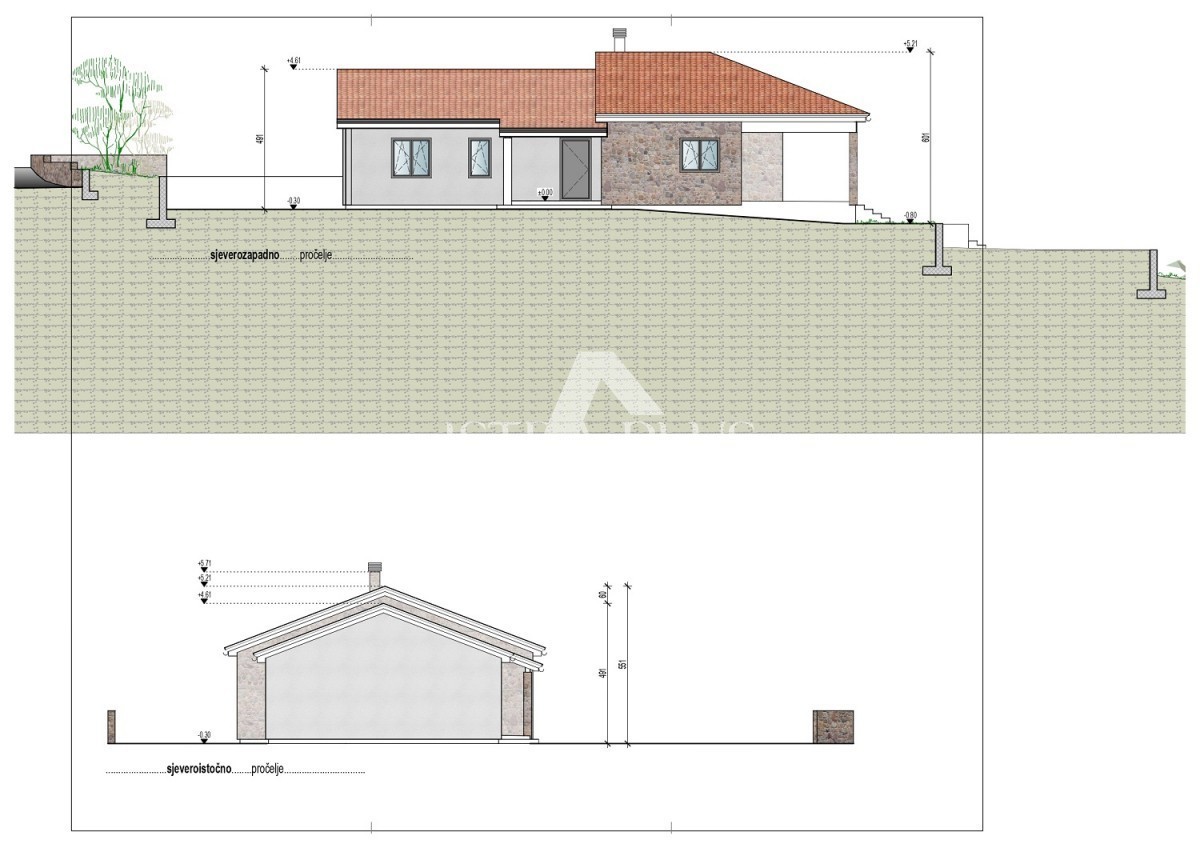 Gradbeno zemljišče z projektom, obdano z neokrnjeno naravo