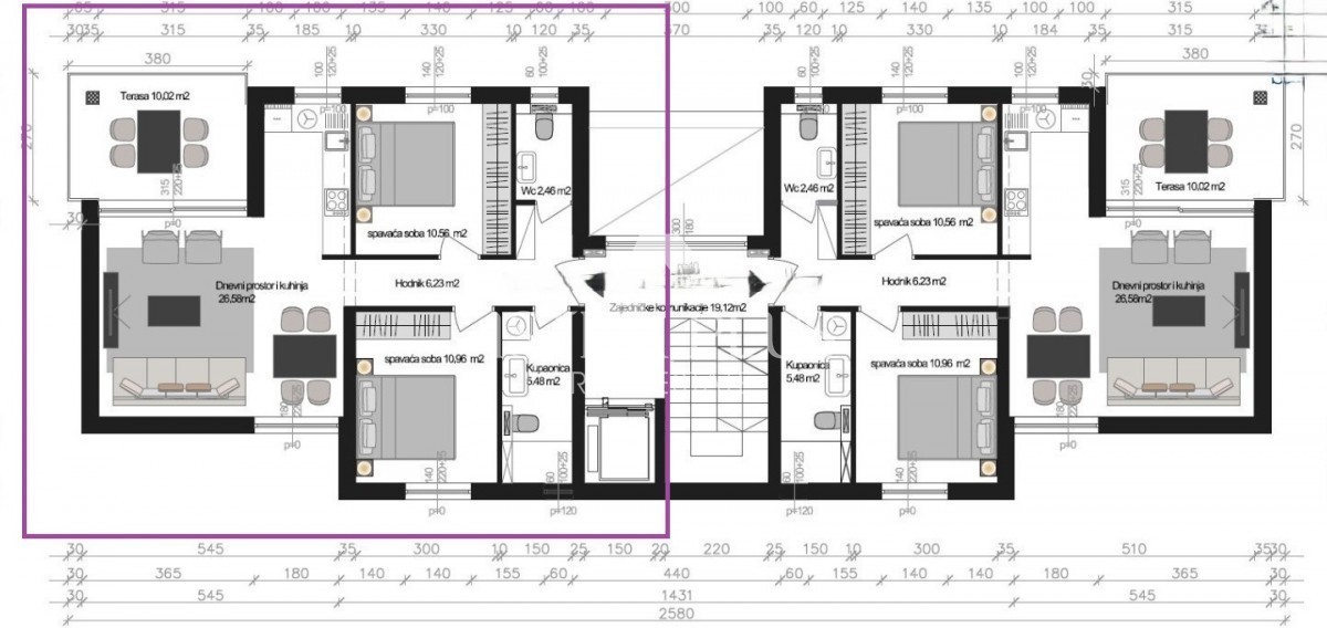 Istra, območje Poreča, 1500 m od morja - Stanovanje v novi stavbi z dvigalom (POGLED NA MORJE), 1. nadstropje z dvema spalnicama