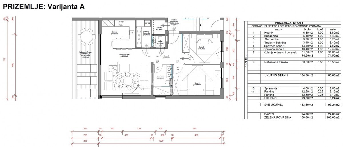 Apartma v pritličju z dvema spalnicama - Poreč