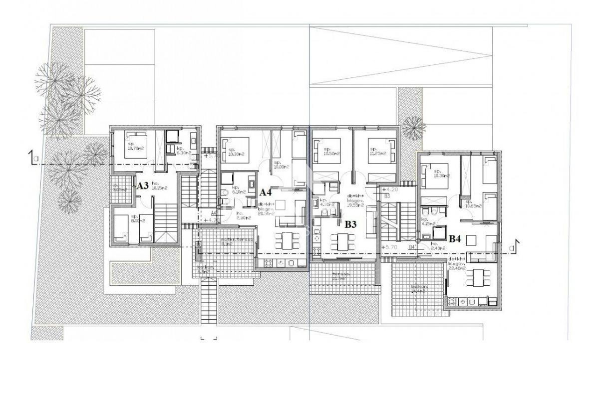 Apartma v 1. nadstropju 300 m od morja v novogradnji!