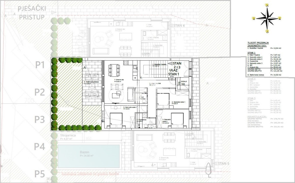 Poreč - Apartma v pritličju s tremi spalnicami, 900 m od morja