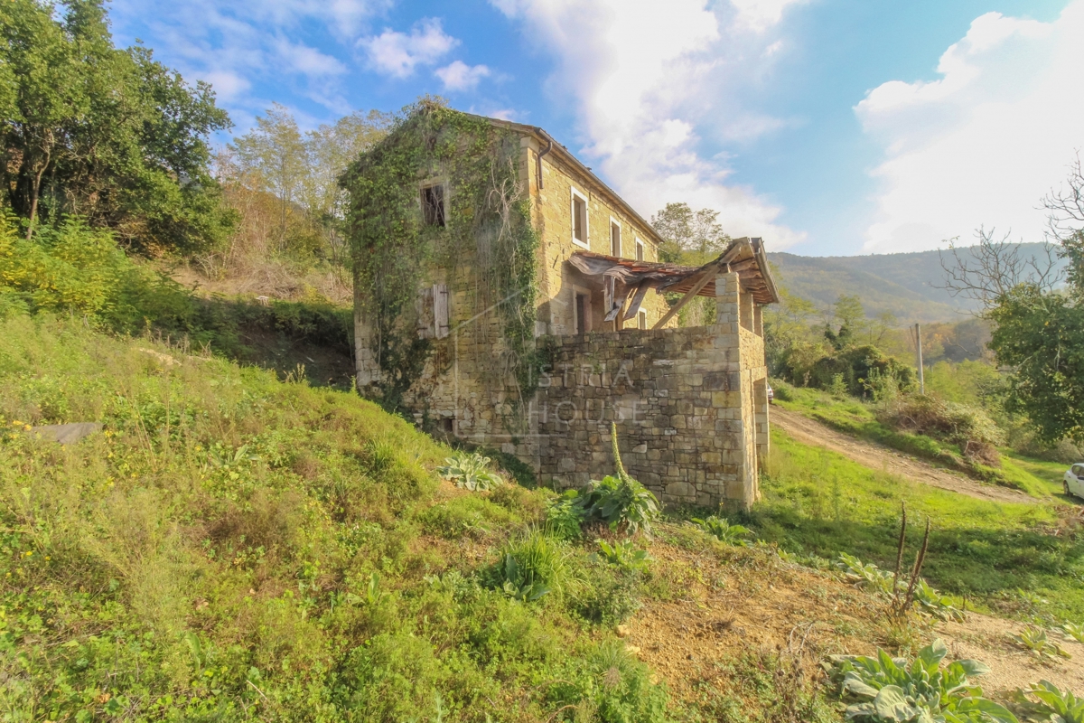 Motovun, kamnita hiša na samem z odprtim razgledom