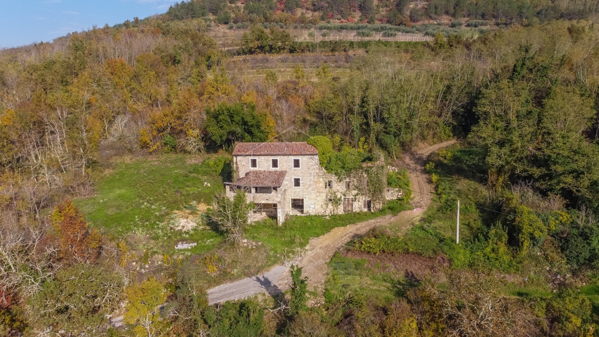 Motovun, kamnita hiša na samem z odprtim razgledom