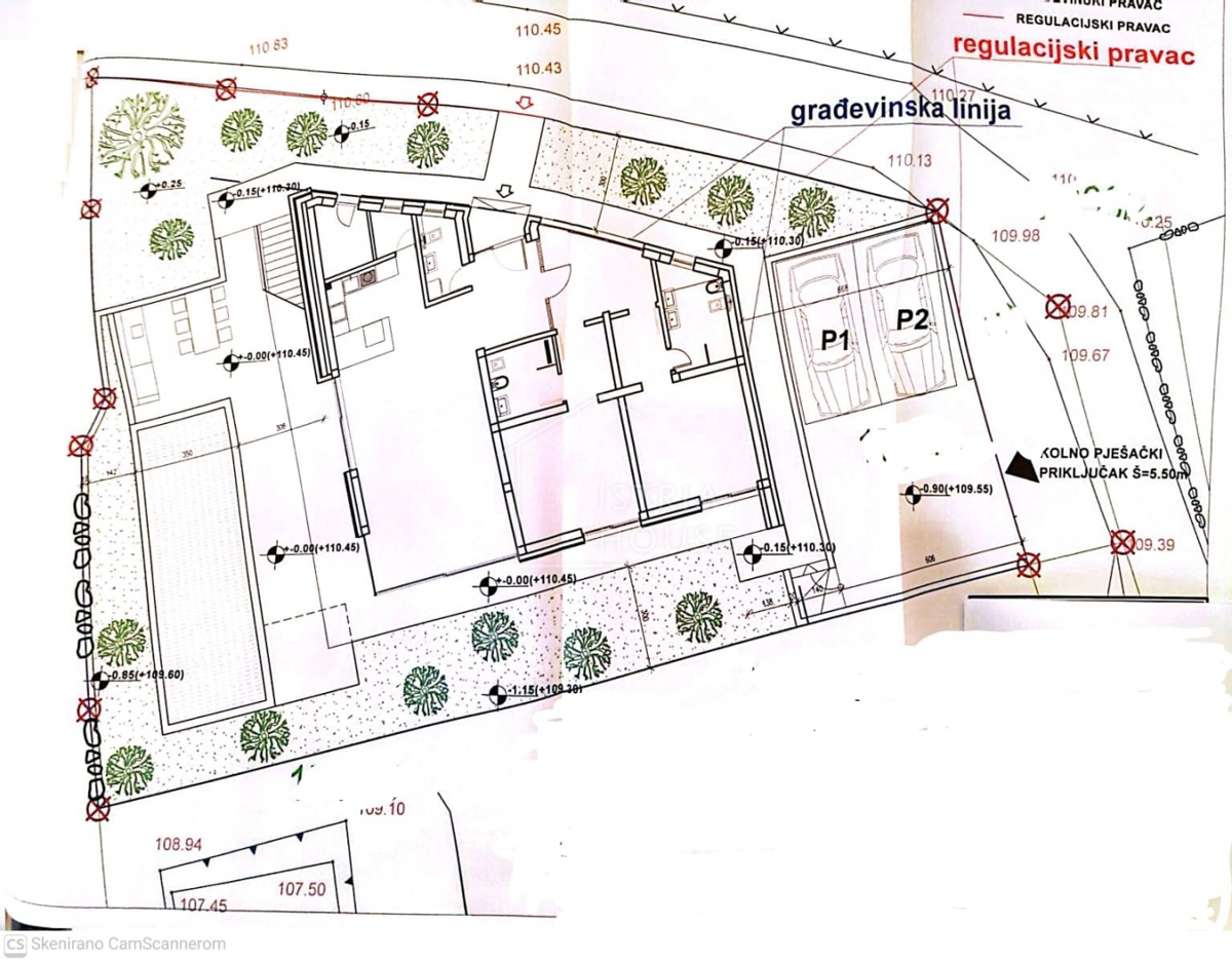 Vodnjan, nedokončana hiša s pogledom na morje