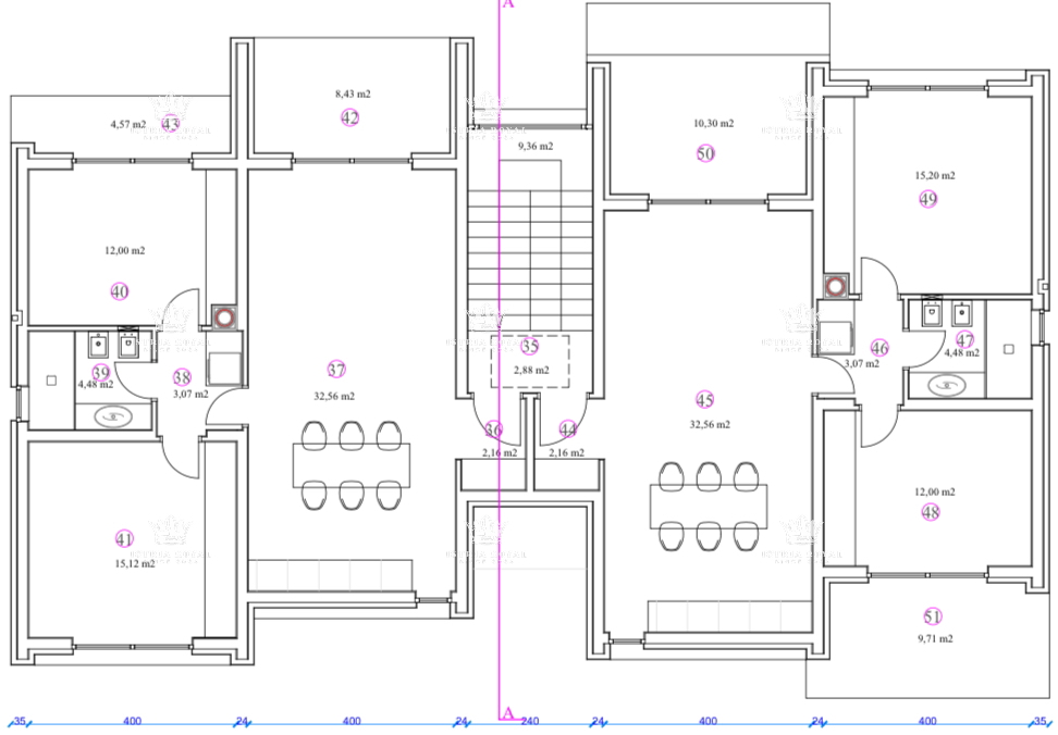 Istra, Murine, gradbeno zemljišče 900 m2, projekt za 6 stanovanj, gradbeno dovoljenje, 9 parkirnih mest