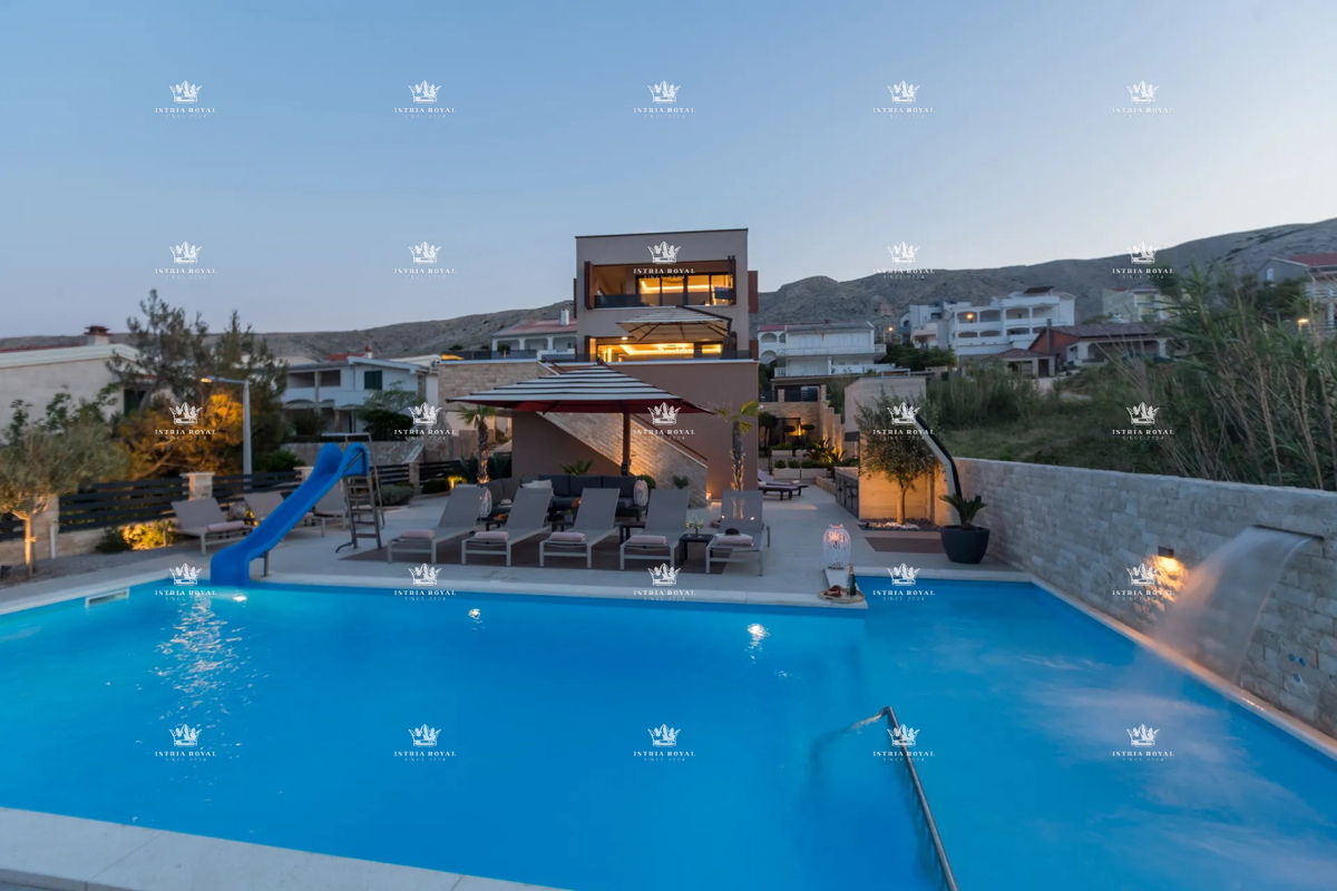 Luksuzna vila z razgledom na morje in bazenom – Pag, 130 m od plaže