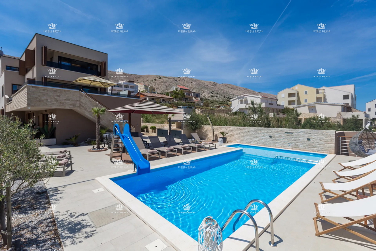 Luksuzna vila z razgledom na morje in bazenom – Pag, 130 m od plaže
