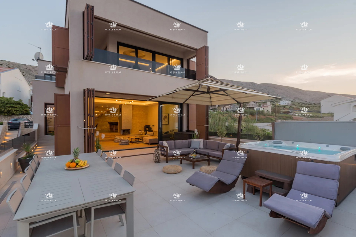 Luksuzna vila z razgledom na morje in bazenom – Pag, 130 m od plaže
