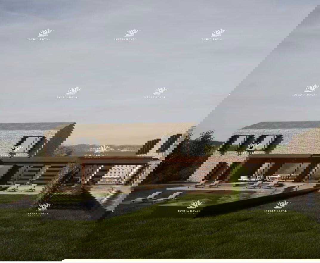 Istra, Vizinada, Bajkini, 3 gradbene parcele 5172 m2, za 3 vile, v bližini vinske kleti Rossi, vrhunski razgled