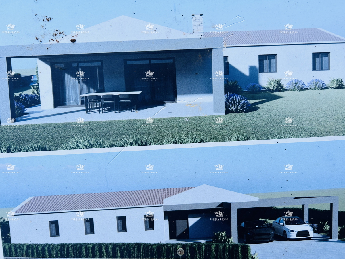Istra, Karojba – Gradbeno zemljišče 1450 m² s projektom in gradbenim dovoljenjem