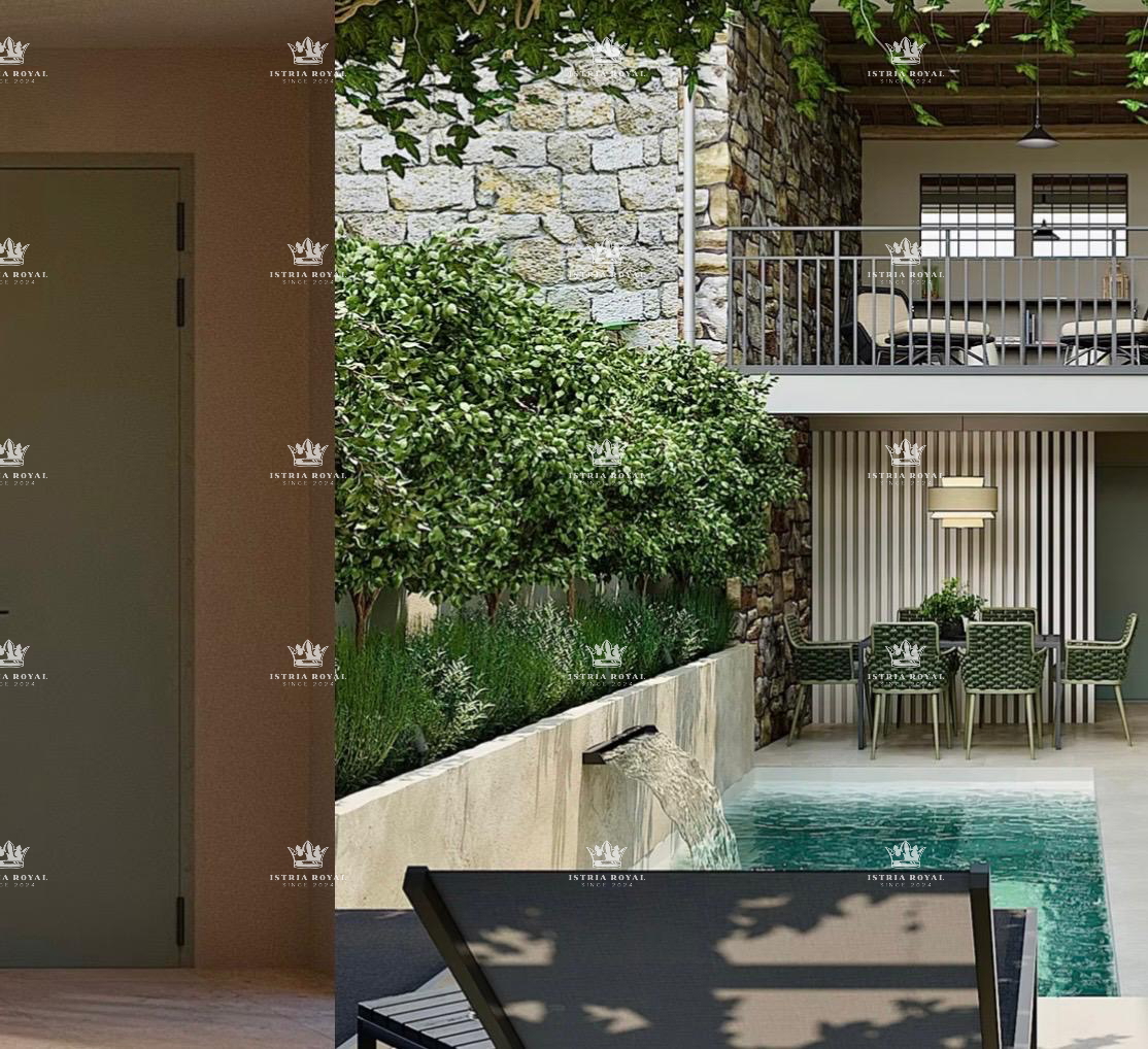 Istra, Kastelir, Rojci, obnovljena stara istrska hiša 183 m2 z bazenom, zemljišče 153 m2, pogled na morje, vinska klet, savna