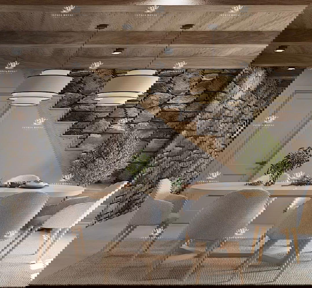 Istra, Kastelir, Rojci, obnovljena stara istrska hiša 183 m2 z bazenom, zemljišče 153 m2, pogled na morje, vinska klet, savna