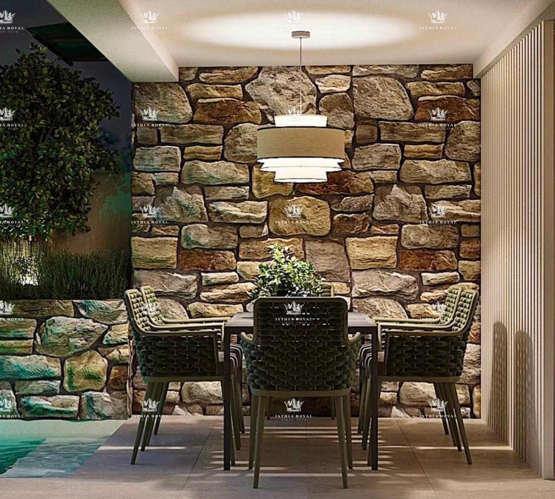 Istra, Kastelir, Rojci, obnovljena stara istrska hiša 183 m2 z bazenom, zemljišče 153 m2, pogled na morje, vinska klet, savna