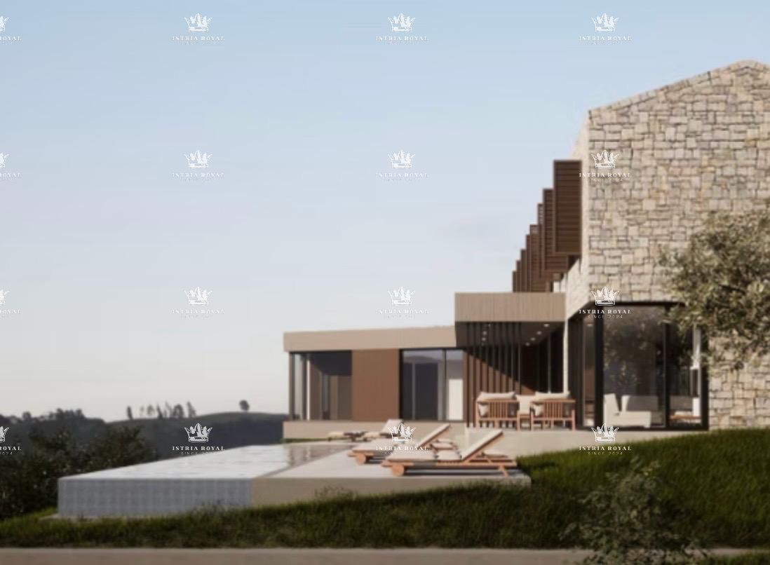 Istra, v bližini Oprtlja, Kalegarići, gradbena parcela 3042 m2 za 4 vile, vsa infrastruktura v neposredni bližini, vrhunska lega