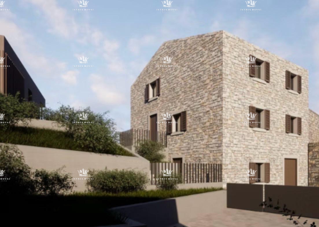 Istra, v bližini Oprtlja, Kalegarići, gradbena parcela 3042 m2 za 4 vile, vsa infrastruktura v neposredni bližini, vrhunska lega