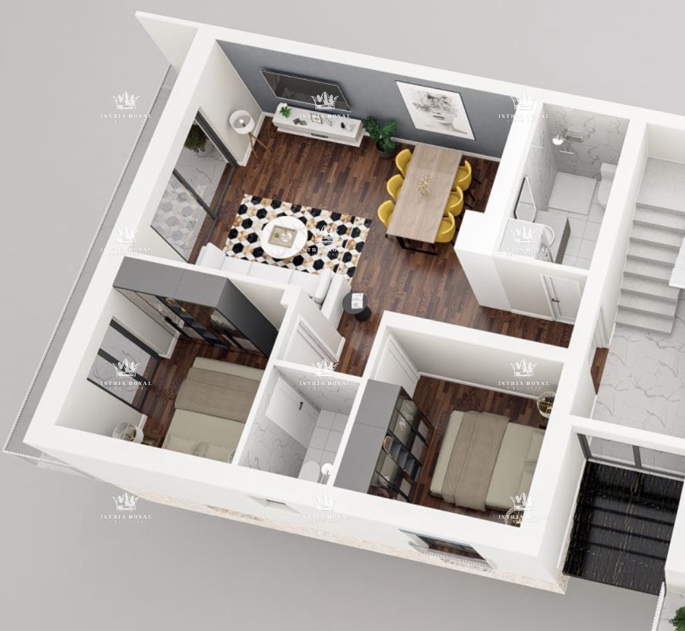 Umag, stanovanje 72 m2, 2 spalnici + dnevni prostor, parkirišče, pogled na morje, novogradnja