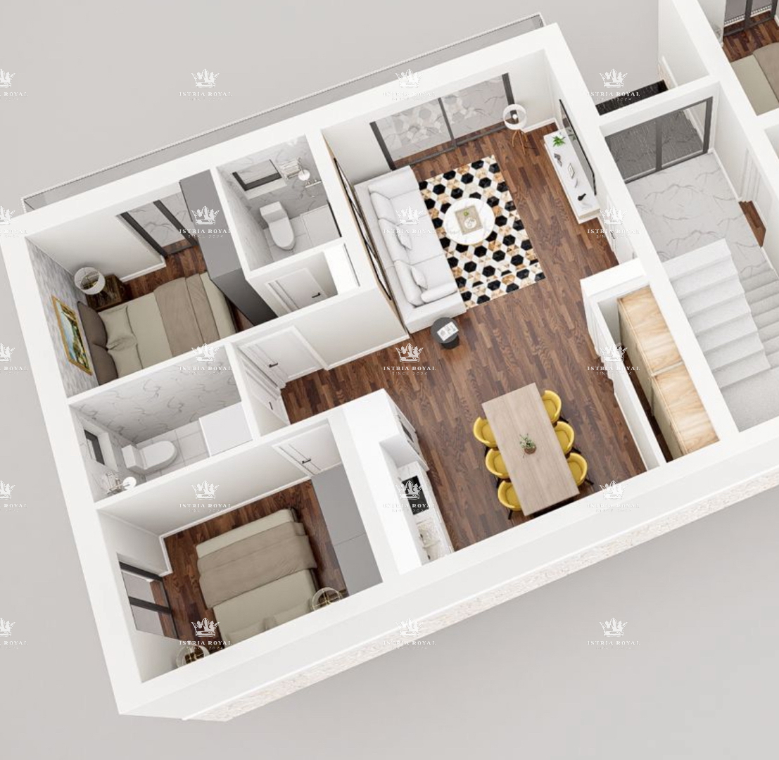 Umag, stanovanje 66 m2, 2 spalnici + dnevni prostor, pogled na morje, parkirno mesto, terasa