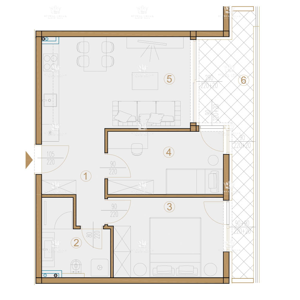 Luksuzno stanovanje S4 v prvem nadstropju – La Mula Poreč | Novo stanovanje 55,25 m² z dvema spalnima prostoroma
