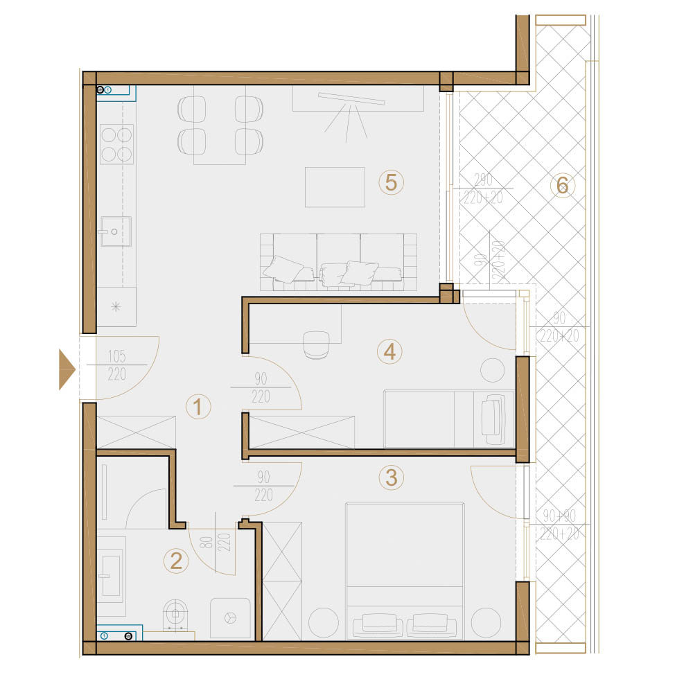 Luksuzno stanovanje S4 v prvem nadstropju – La Mula Poreč | Novo stanovanje 55,25 m² z dvema spalnima prostoroma