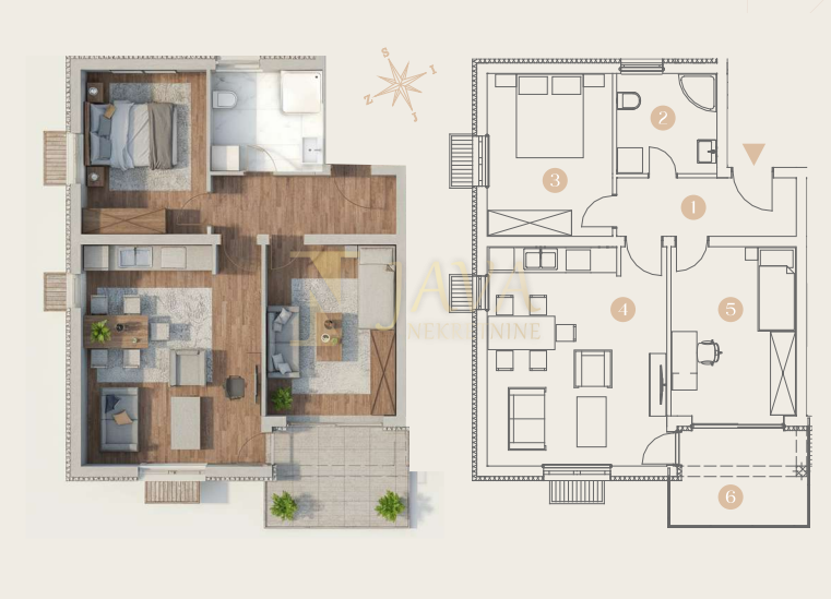 Stanovanje Saršoni, Viškovo, 65,63m2