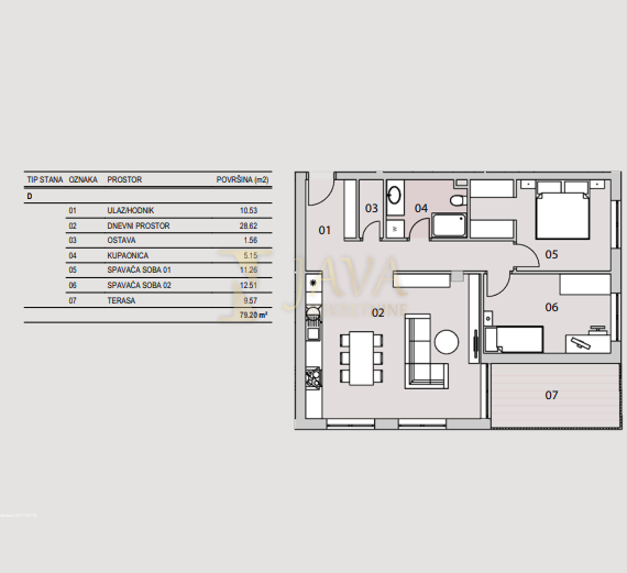 Stanovanje Rešetari, Kastav, 79,20m2