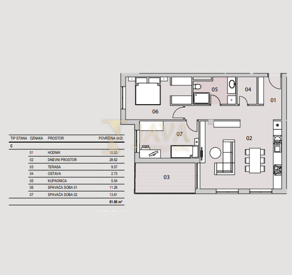 Stanovanje Rešetari, Kastav, 81,86m2