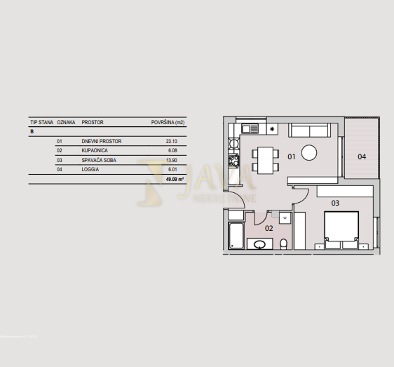 Stanovanje Rešetari, Kastav, 49m2