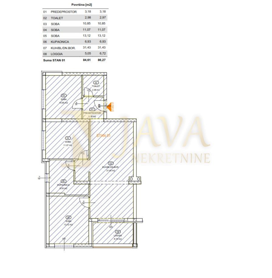 Stanovanje Rešetari, Kastav, 86,27m2