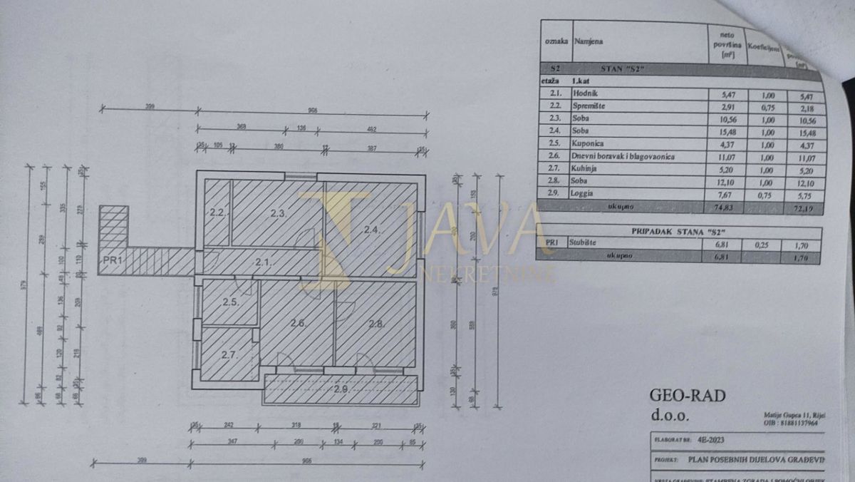 Stanovanje Trsat, Rijeka, 74,83m2