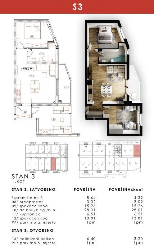 Stanovanje Brestovice, Kastav, 90,22m2