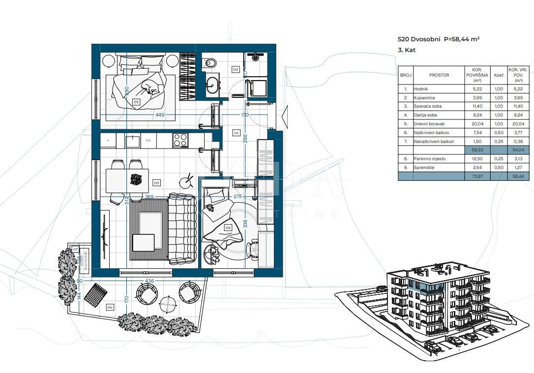 Stanovanje Novi Vinodolski, 69,87m2