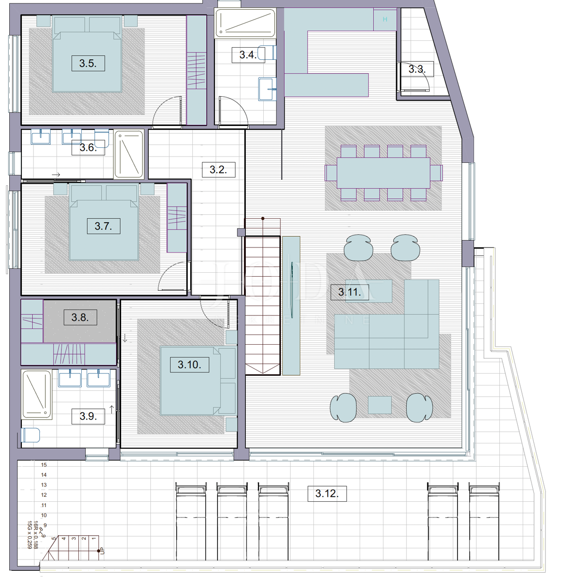 Luksuzno stanovanje z bazenom in strešno teraso