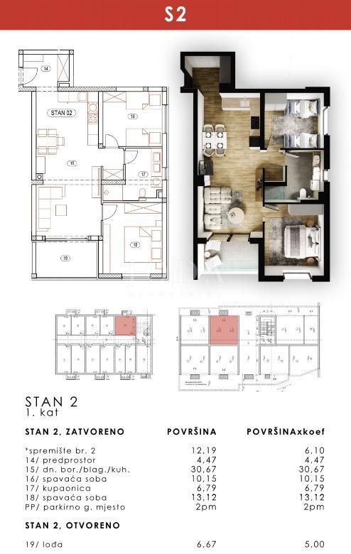 Stanovanje Brestovice, Kastav, 90,22m2