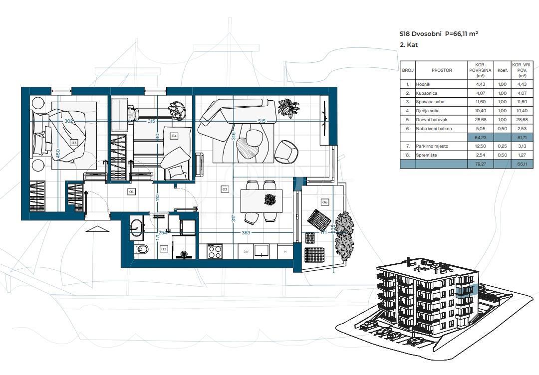 Stanovanje Novi Vinodolski, 69,87m2