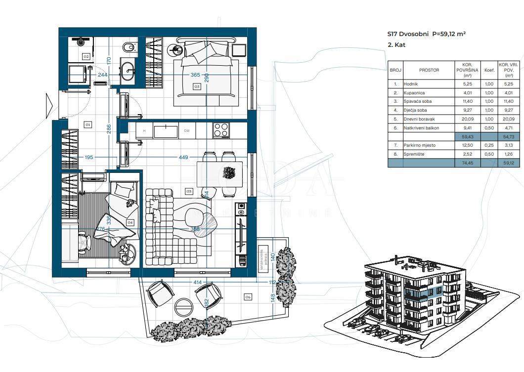 Stanovanje Novi Vinodolski, 69,87m2