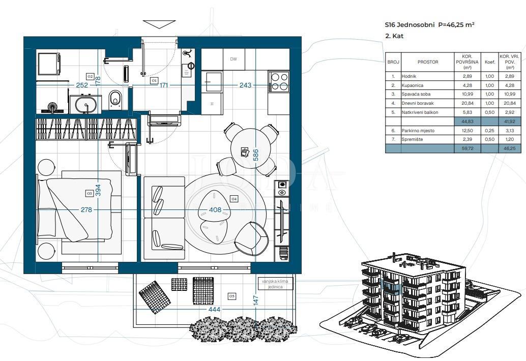 Stanovanje Novi Vinodolski, 69,87m2