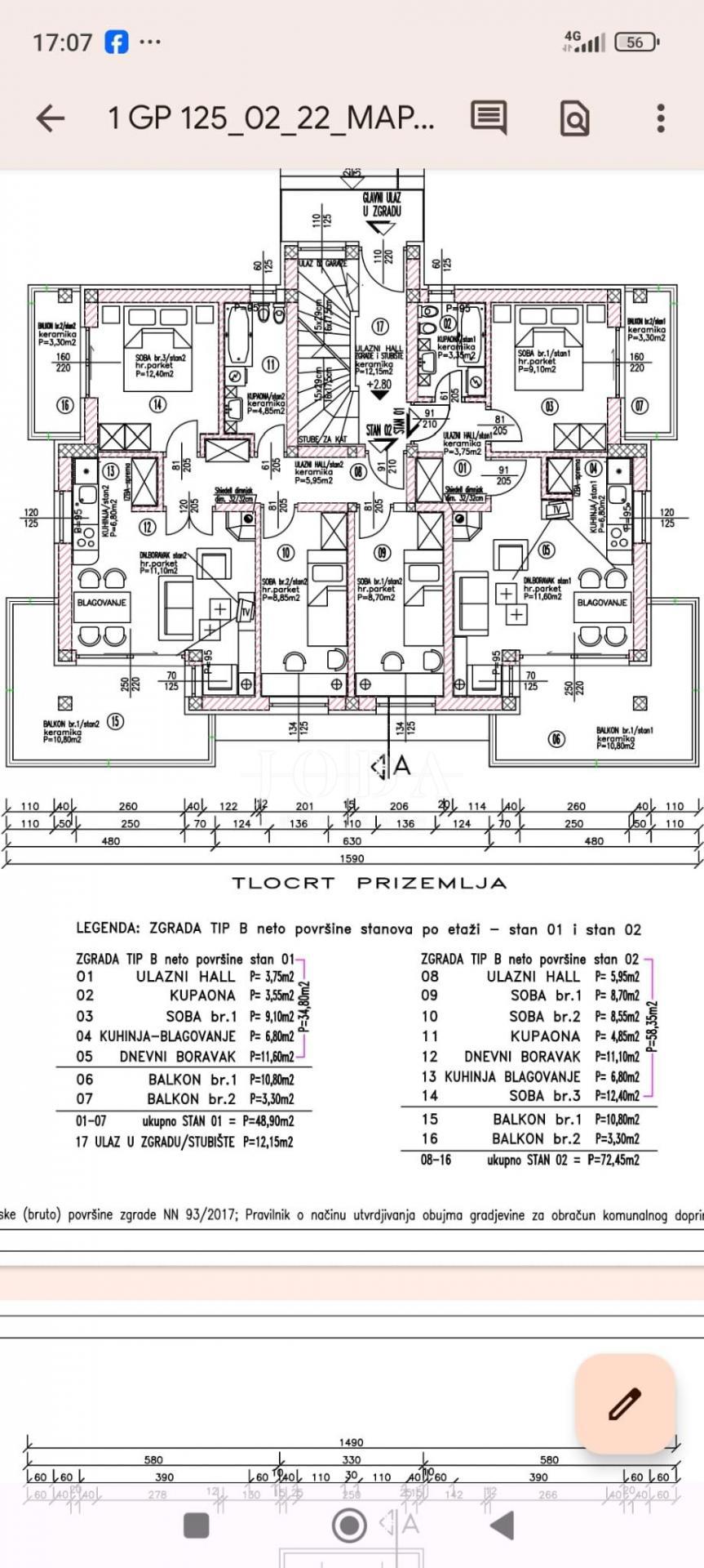 Hreljin, novogradnja, pritličje, 1 spalnica + dnevna soba