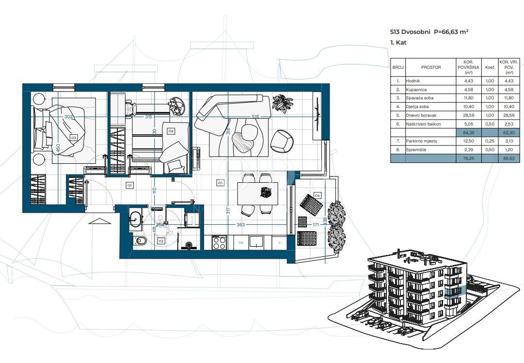 Stanovanje Novi Vinodolski, 69,87m2