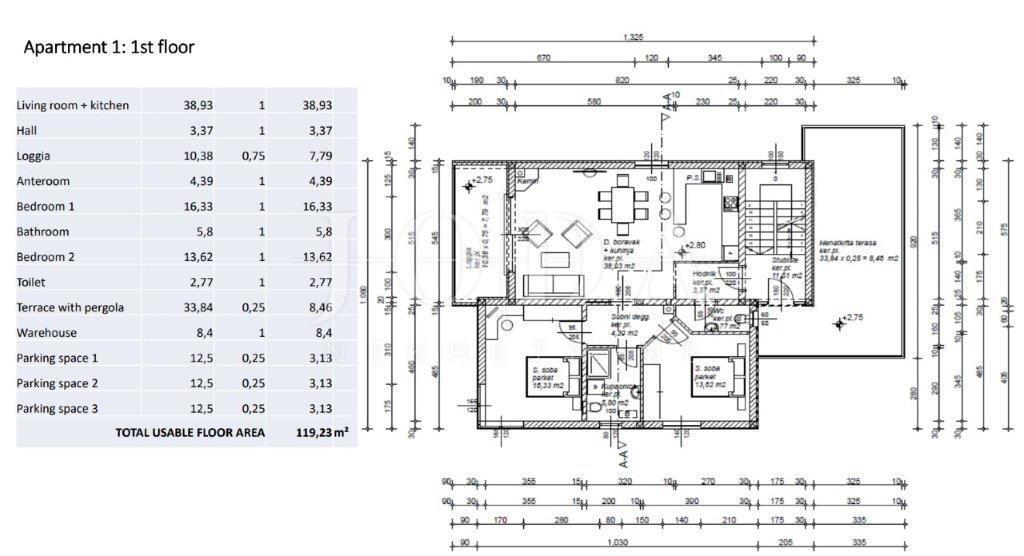 Stanovanje Barbat na Rabu, Rab, 120m2