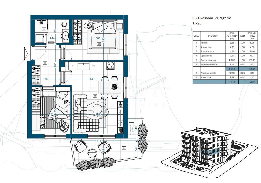 Stanovanje Novi Vinodolski, 69,87m2