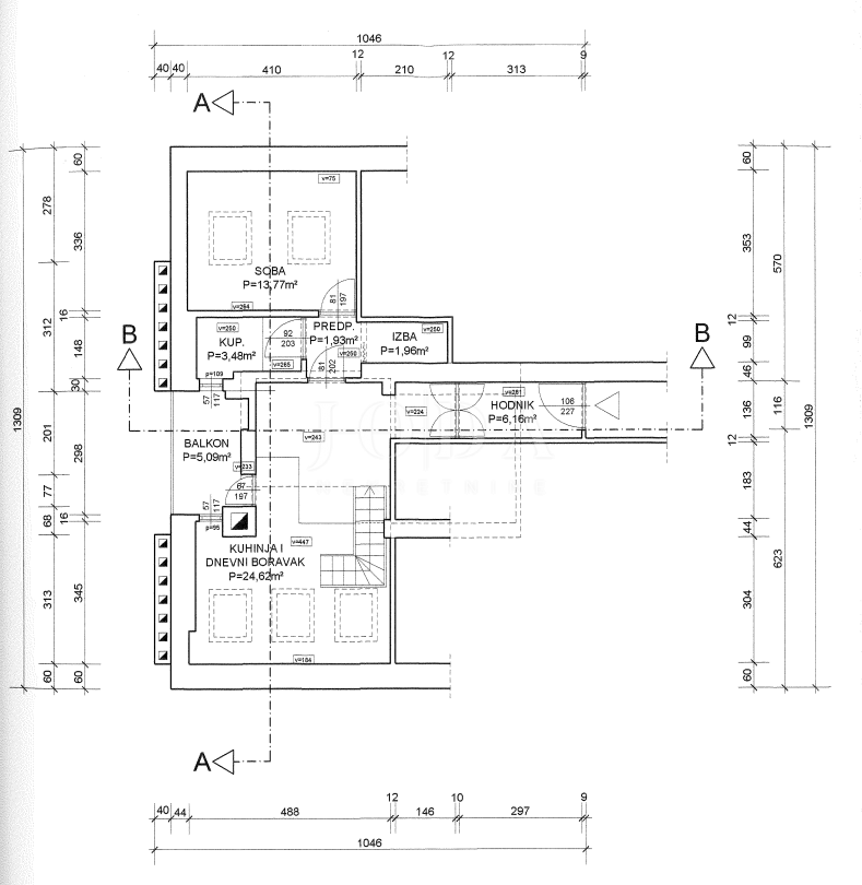 Stanovanje Centar, Rijeka, 28,08m2
