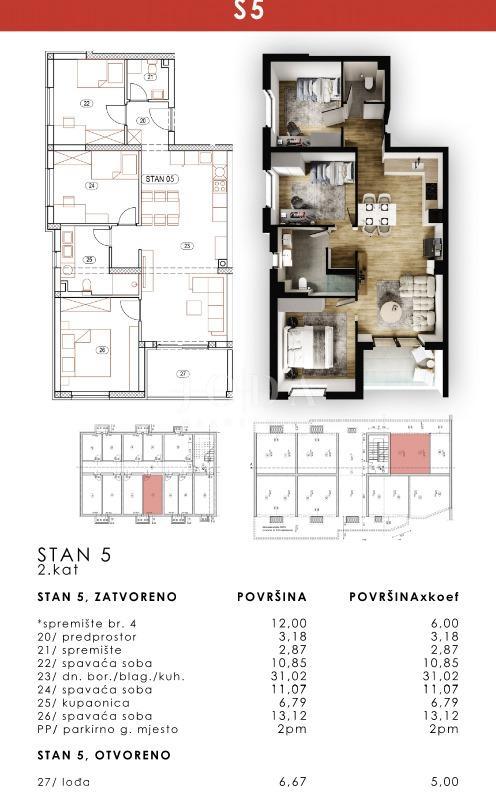 Stanovanje Brestovice, Kastav, 90,22m2