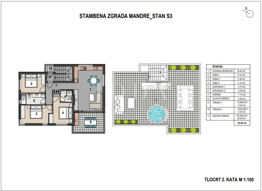 Apartma Mandre, Kolan, 116,50m2
